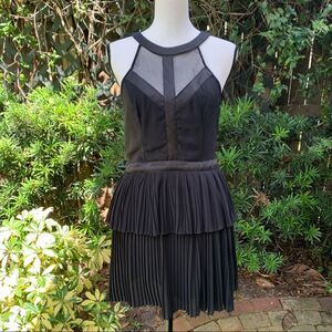XOXO Size 7/8 Heartbreaker Black Illusion High Neck Pleated Mini Cocktail Dress